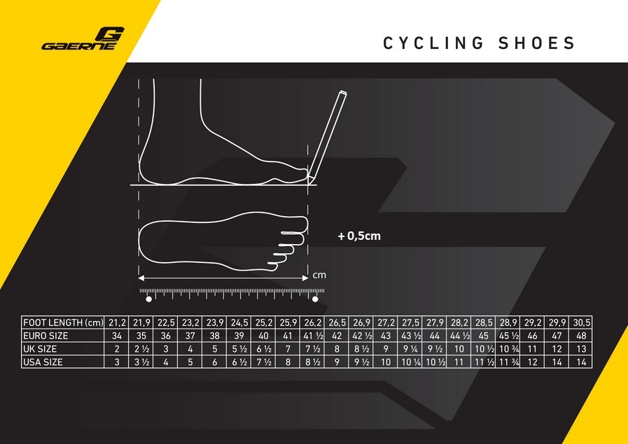 Maattabel gaerne fietsschoenen deals